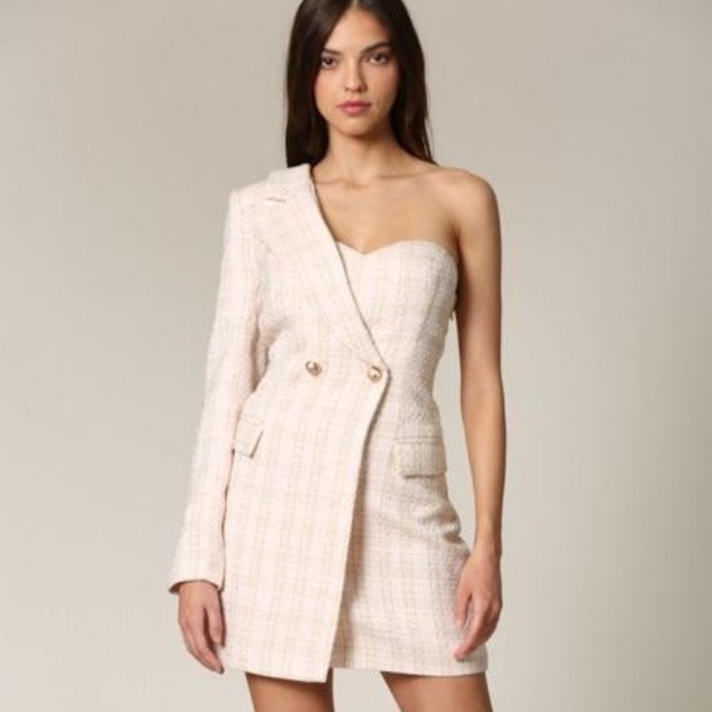 Asymmetrical Tweed Blazer